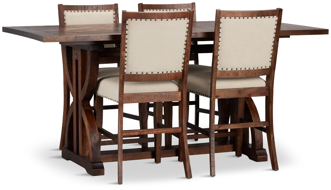 Joplin Dark Tone Extension High Table & 4 Upholstered Barstools Joplin Dark Tone Extension High Table & 4 Upholstered Barstools