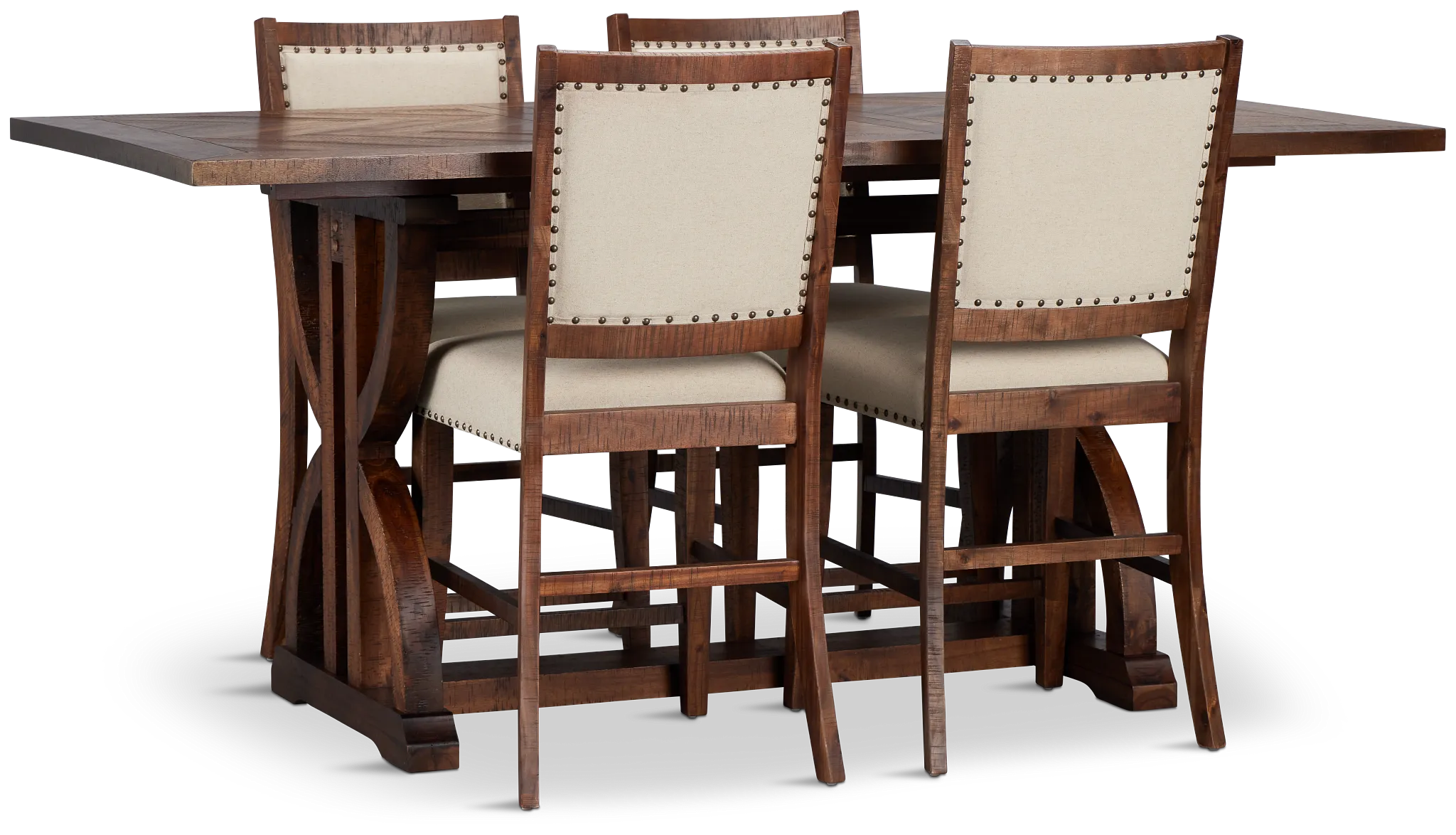 Joplin Dark Tone Extension High Table & 4 Upholstered Barstools