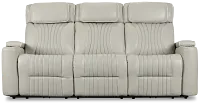 Nova Light Gray Lthr/vinyl Power Reclining Sofa W/ Massage