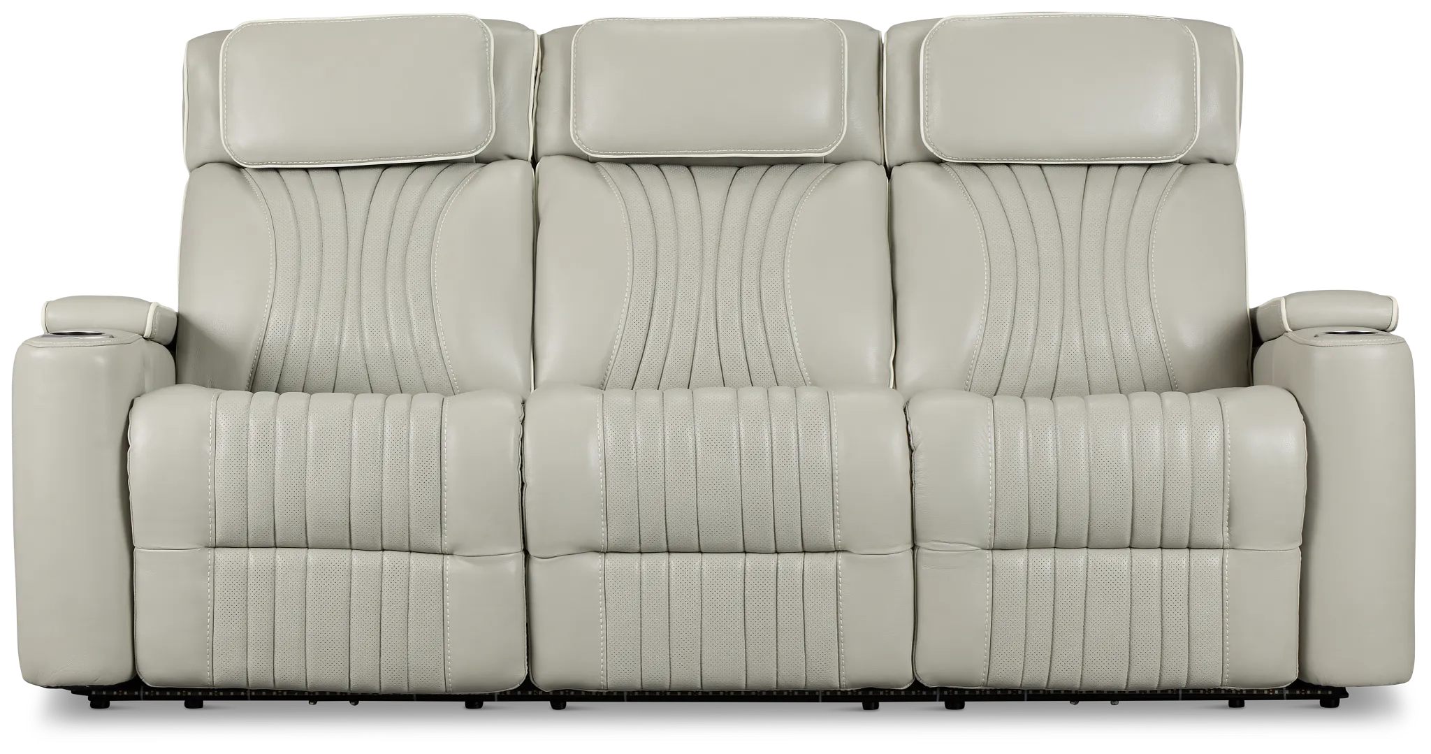 Nova Light Gray Lthr/vinyl Power Reclining Sofa W/ Massage