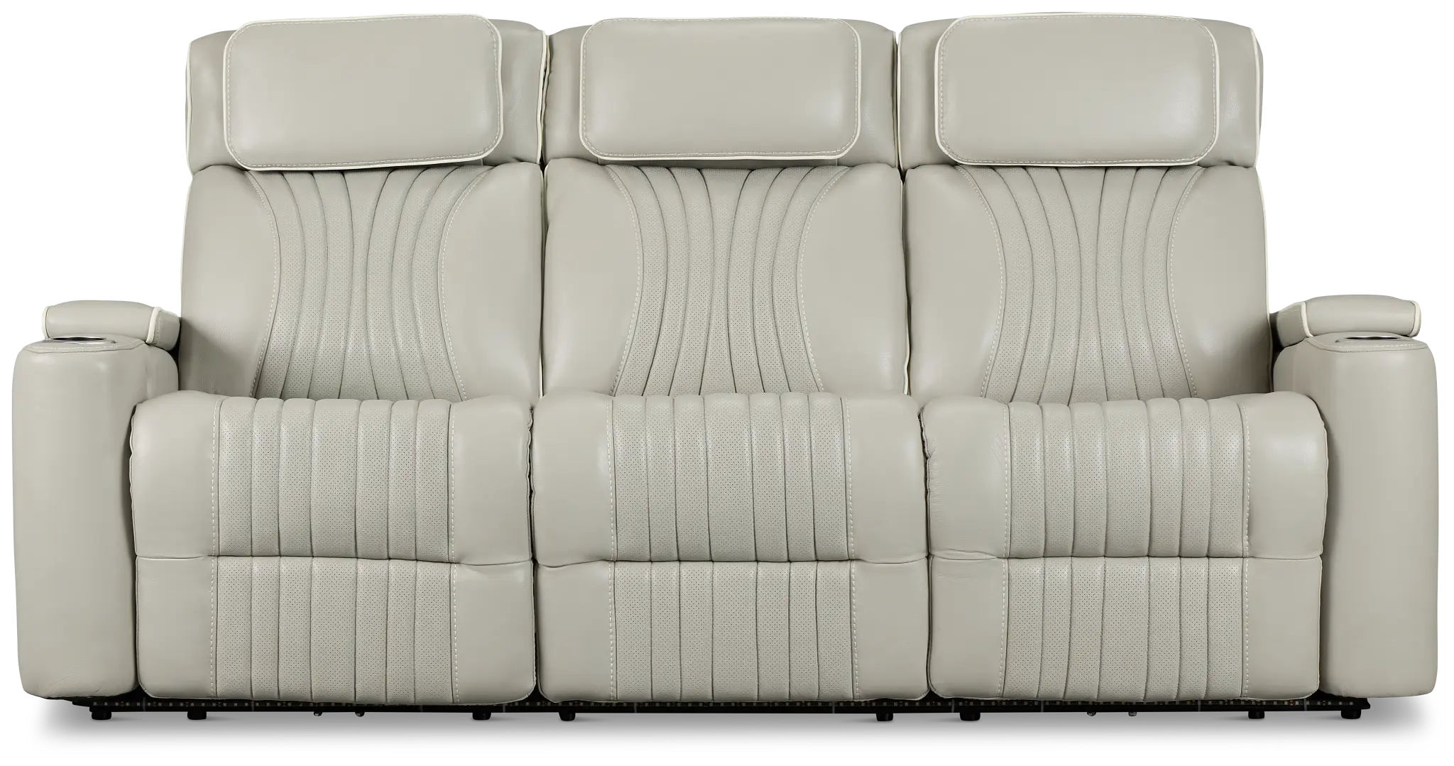 Nova Light Gray Lthr/vinyl Power Reclining Sofa W/ Massage Nova Light Gray Lthr/vinyl Power Reclining Sofa W/ Massage