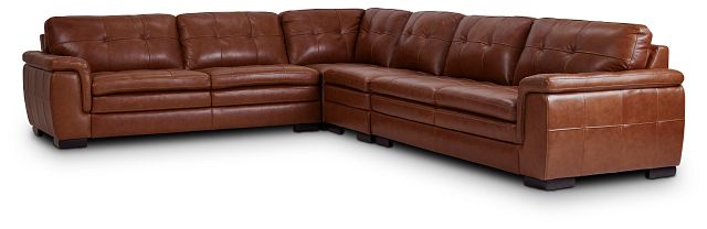 Braden Medium Brown Leather Medium Two-arm Sectional