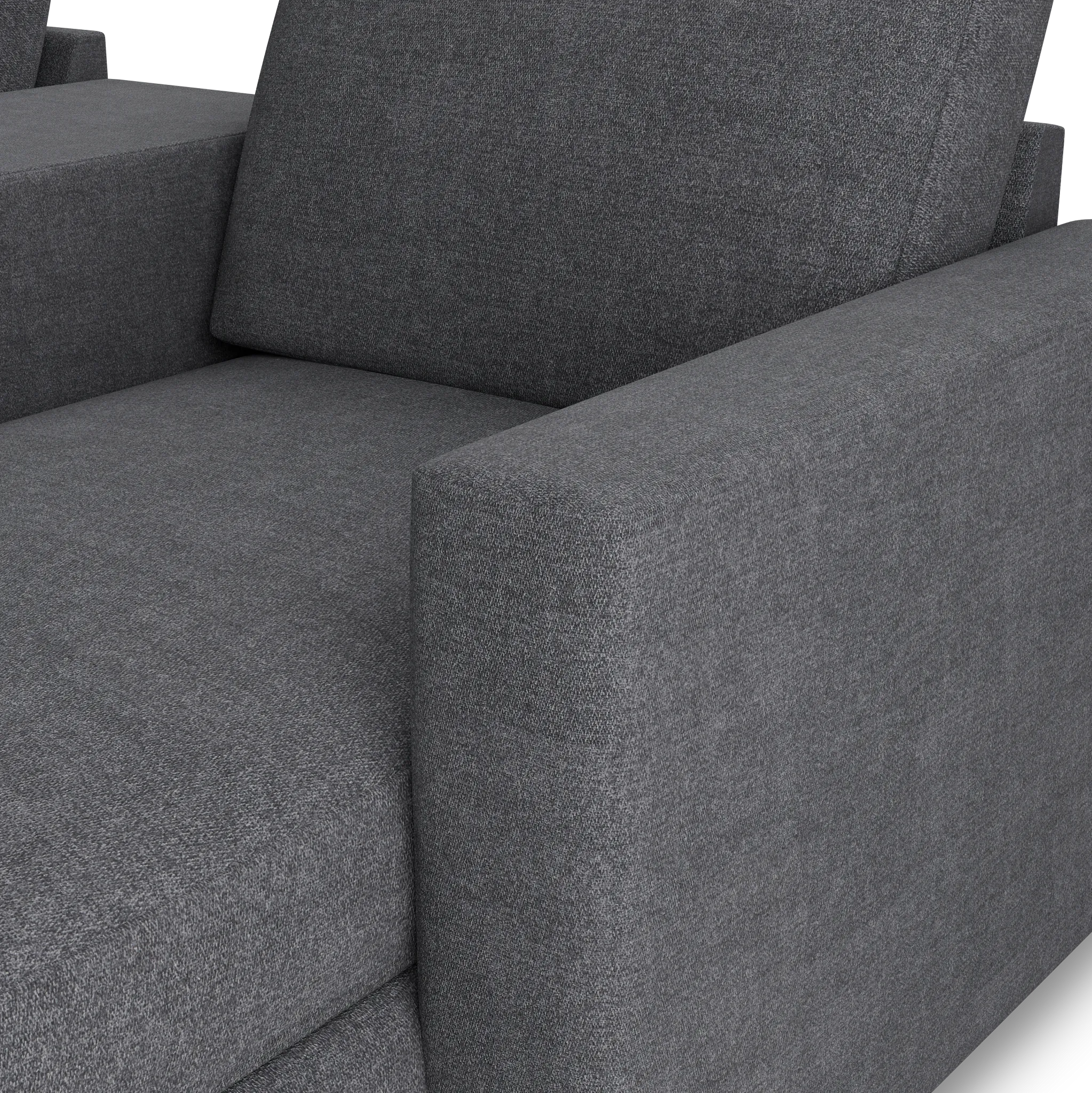 Citymod Dark Gray Fabric Large Right Chaise Sectional With Media Console