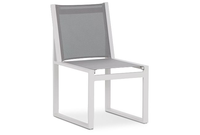 Linear White Aluminum Sling Chair
