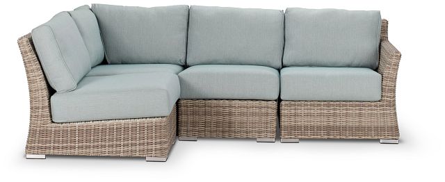 Raleigh Teal Right 4-piece Modular Sectional