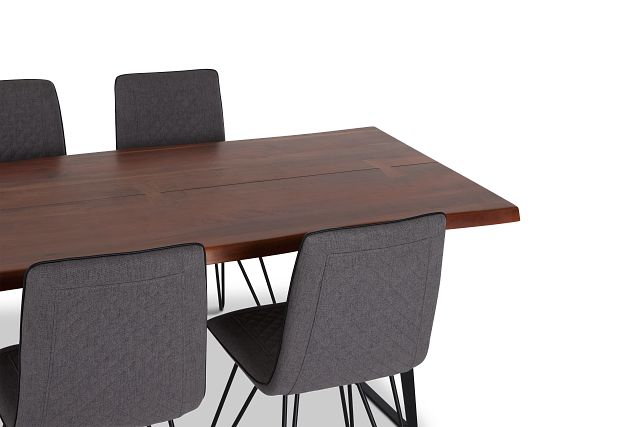 Shiloh Mid Tone Rect Table & 4 Upholstered Chairs