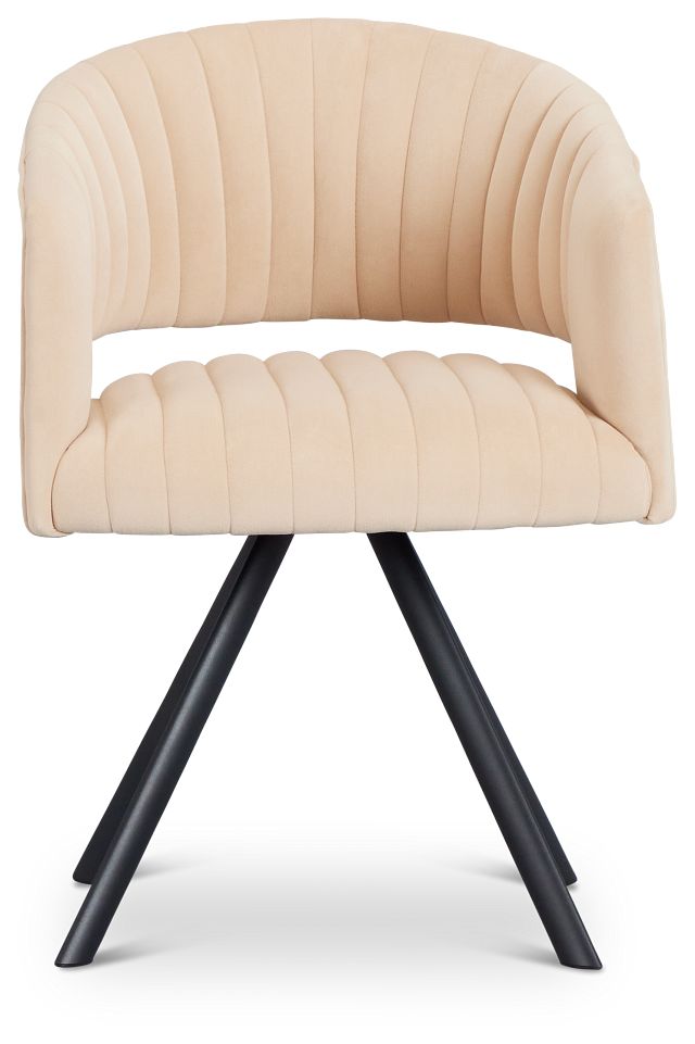 Mandy Beige Velvet Swivel Accent Chair