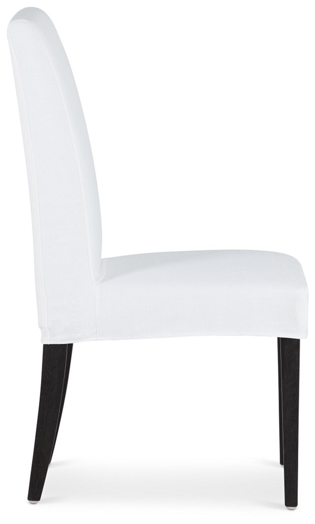 Destination White Short Slipcover Chair With Dark-tone Leg