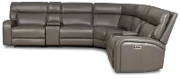 Jasper Gray Leather Large Dual Power Reclining Two-arm Sectional
