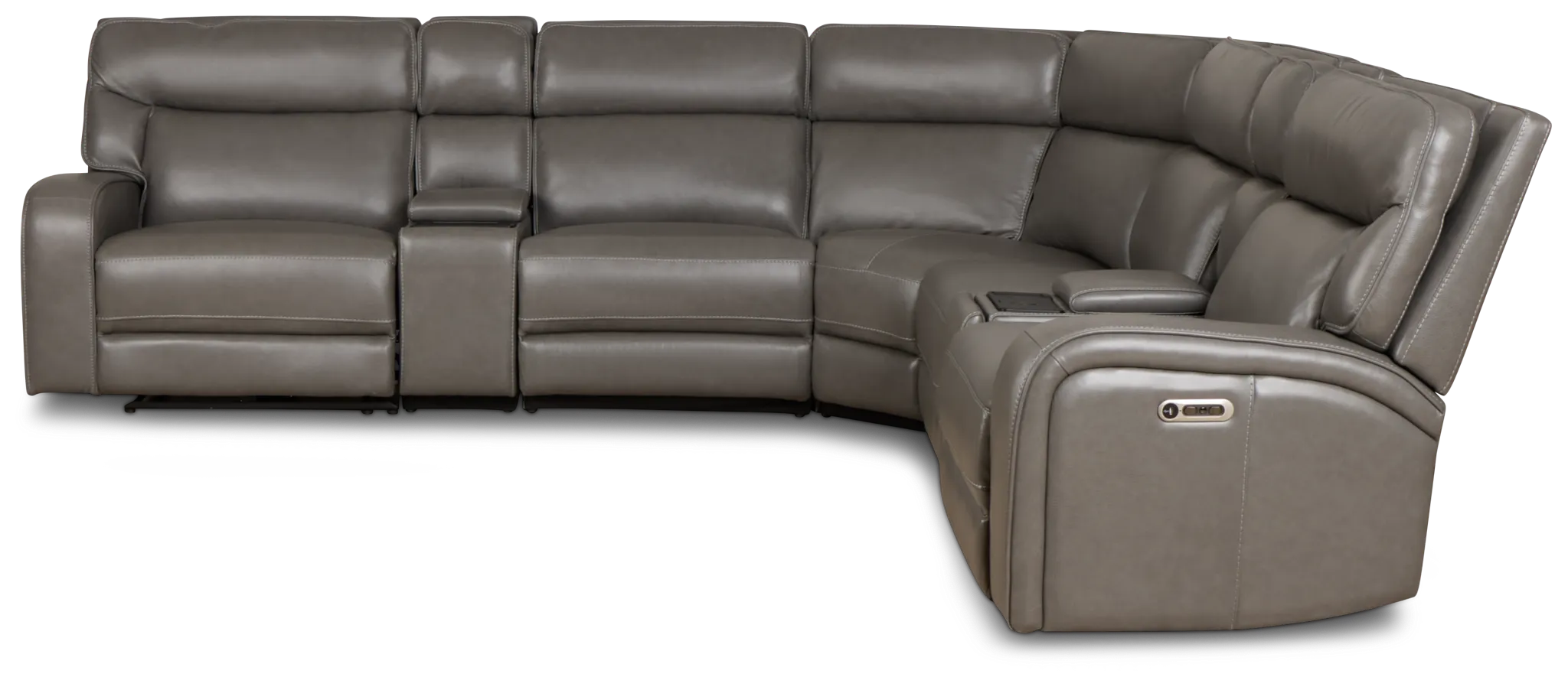 Jasper Gray Leather Large Dual Power Reclining Two-arm Sectional