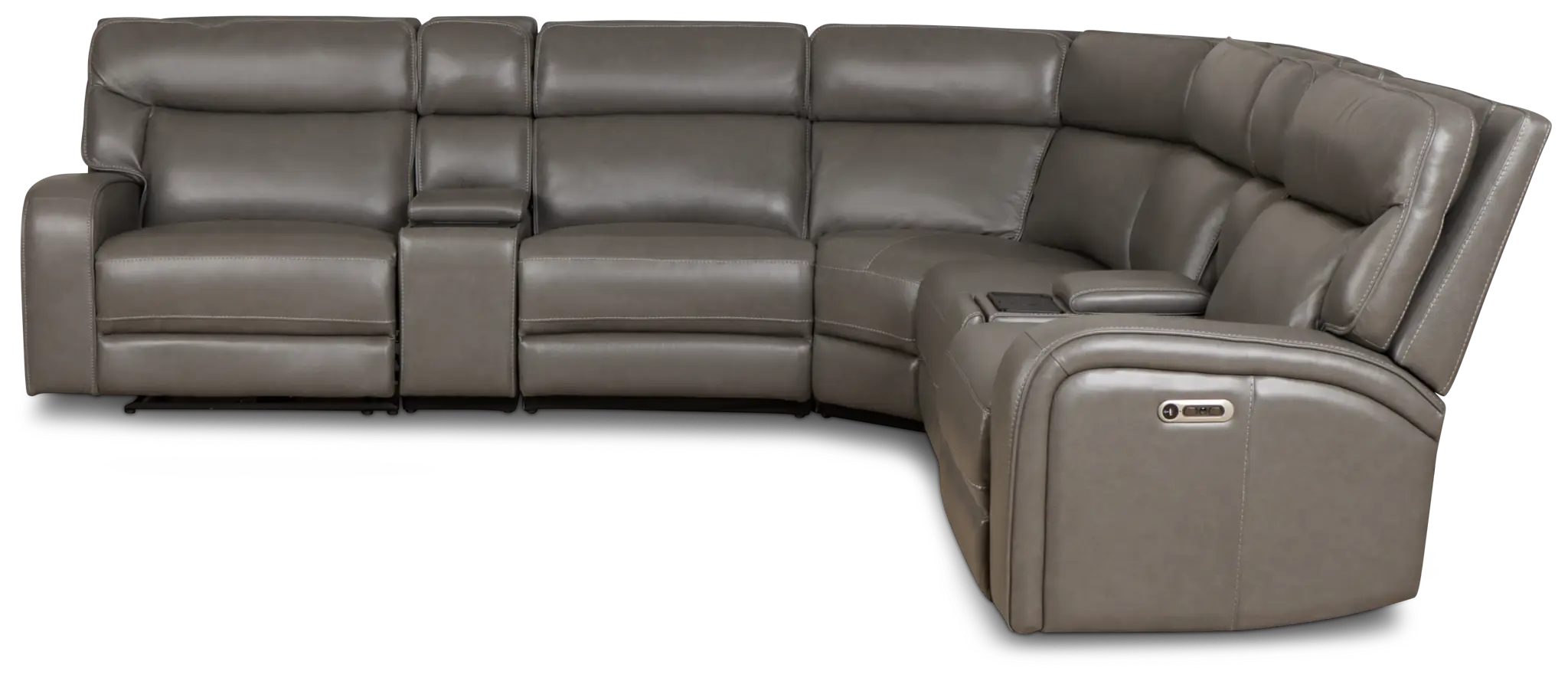 Jasper Gray Leather Large Dual Power Reclining Two-arm Sectional Jasper Gray Leather Large Dual Power Reclining Two-arm Sectional