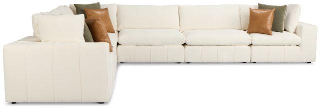 Cruz White Fabric 6-piece Modular Sectional With Console