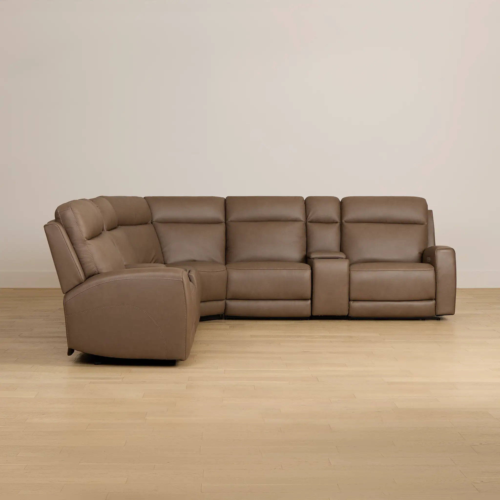 Flexsteel Belmont Dark Brown Lthr/vinyl Large Triple Power Reclining Two-arm Sectional Flexsteel Belmont Dark Brown Lthr/vinyl Large Triple Power Reclining Two-arm Sectional