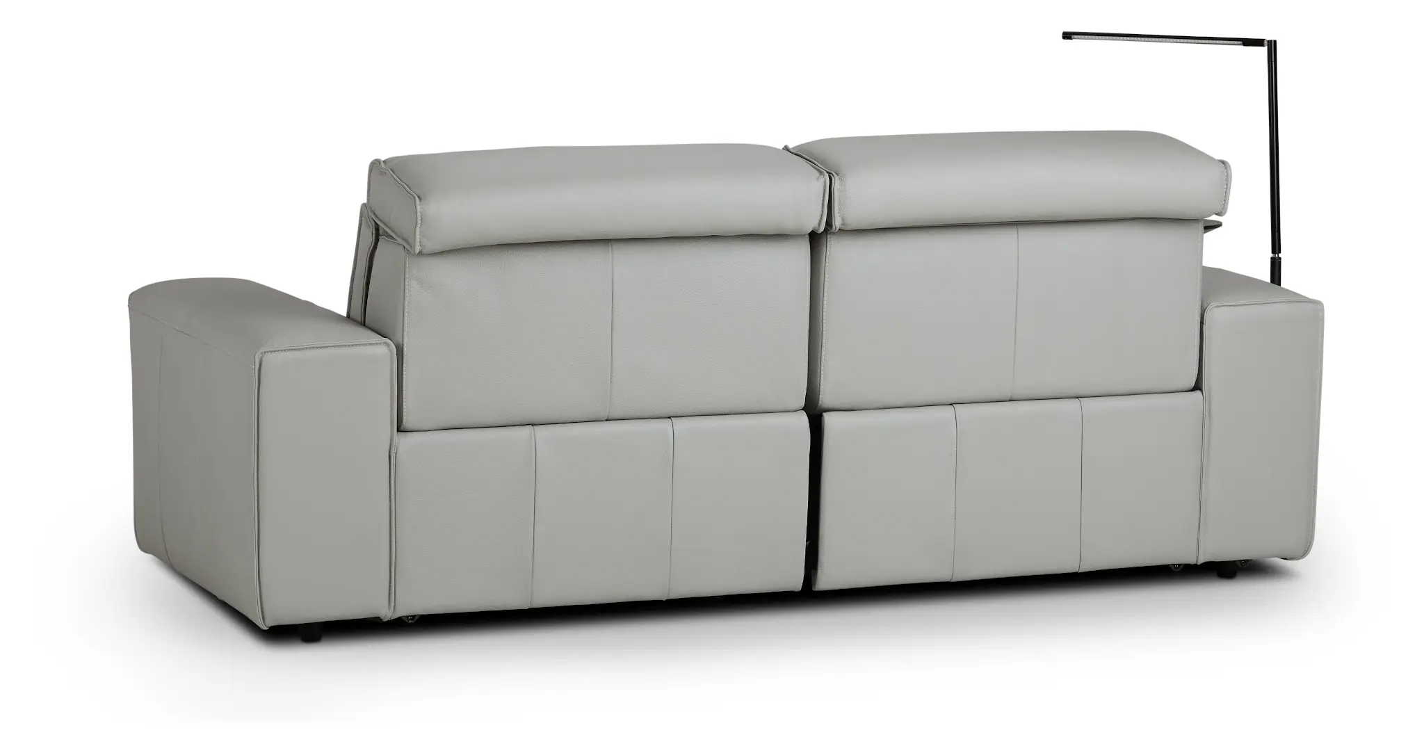 Carmelo Gray Leather Power Reclining Sofa With Left Table Carmelo Gray Leather Power Reclining Sofa With Left Table