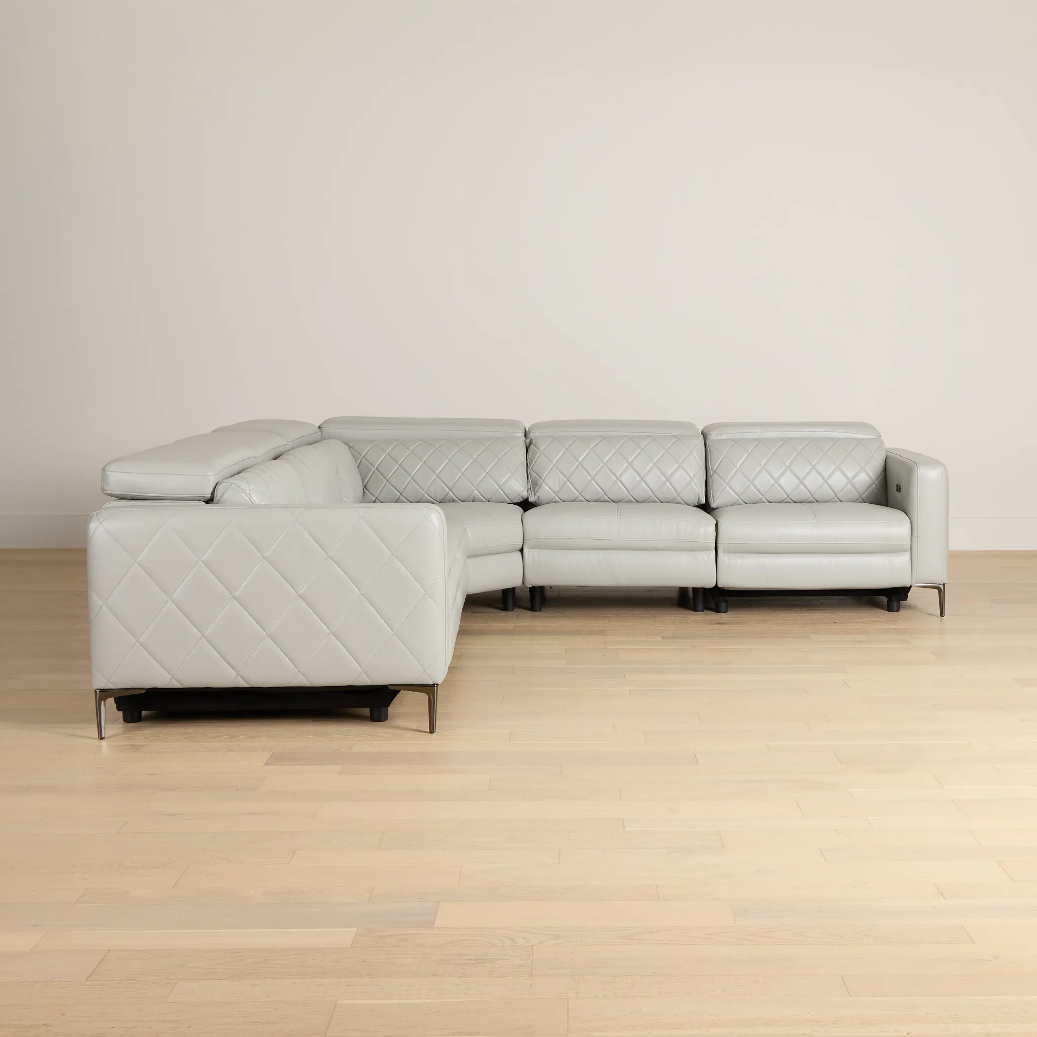 Ava Light Gray Micro Small Two-arm Power Reclining Sectional