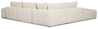 Remi Light Beige Fabric 6-piece Bumper Sectional With Wood Tray