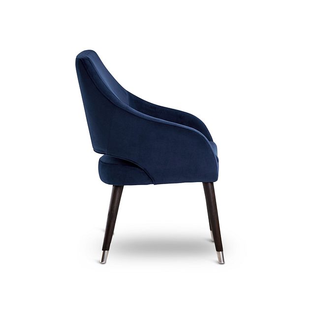 Naveen Dark Blue Velvet Upholstered Arm Chair