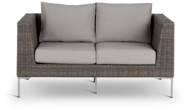 Tulum Gray Woven Loveseat W/ Cushion