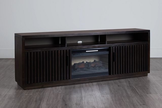 Ithaca Dark Tone 84" Tv Stand With Fireplace Insert