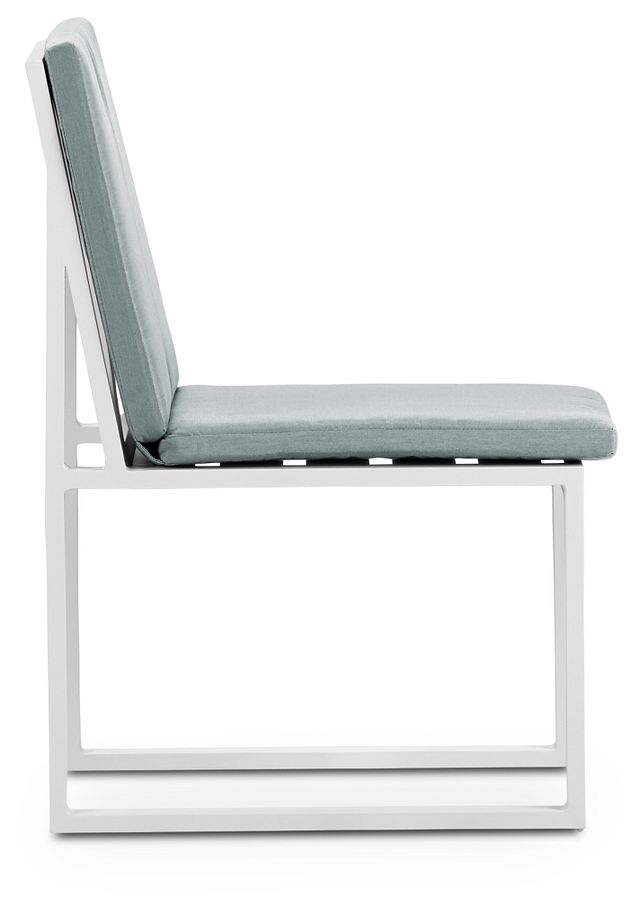 Linear White Teal Aluminum Cushioned Chair (2)
