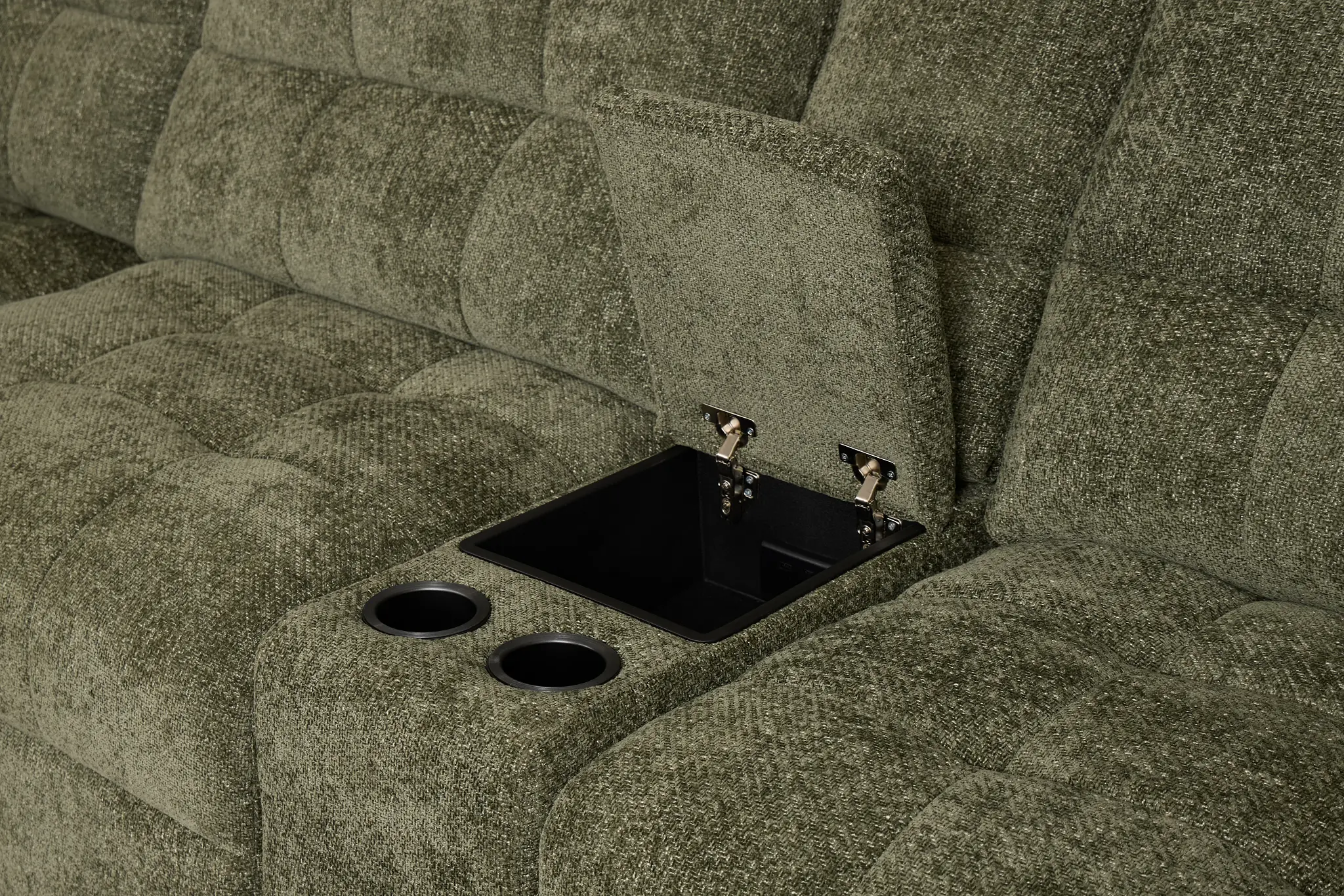 Hendrix Green Fabric Medium Tri Power 2 Arm Extension Chaise Sectional Hendrix Green Fabric Medium Tri Power 2 Arm Extension Chaise Sectional