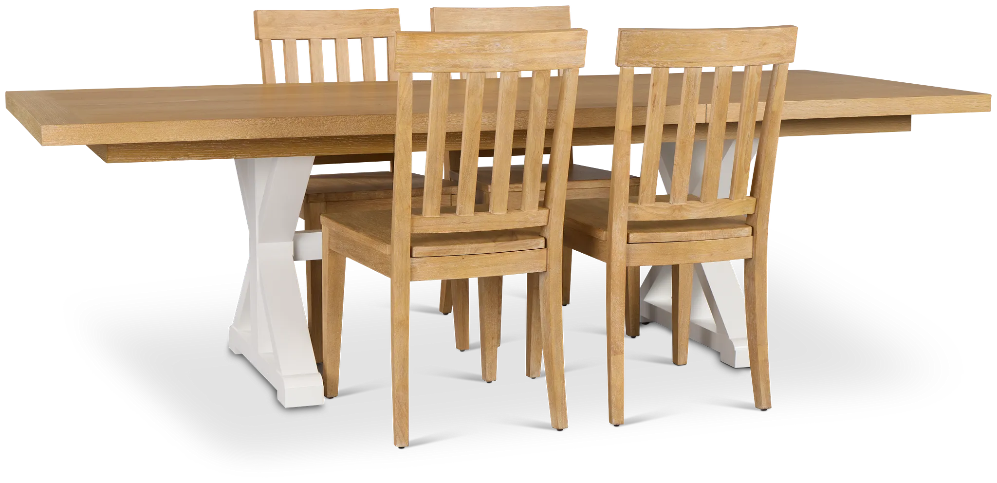 Nantucket Two-tone Light Tone Trestle Table & 4 Light Tone Chairs
