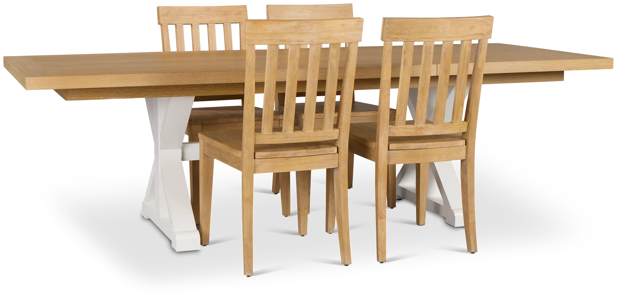 Nantucket Two-tone Light Tone Trestle Table & 4 Light Tone Chairs Nantucket Two-tone Light Tone Trestle Table & 4 Light Tone Chairs