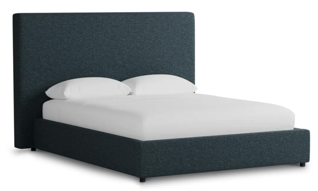 Grayton Elevation Dark Blue 54" Upholstered Platform Bed