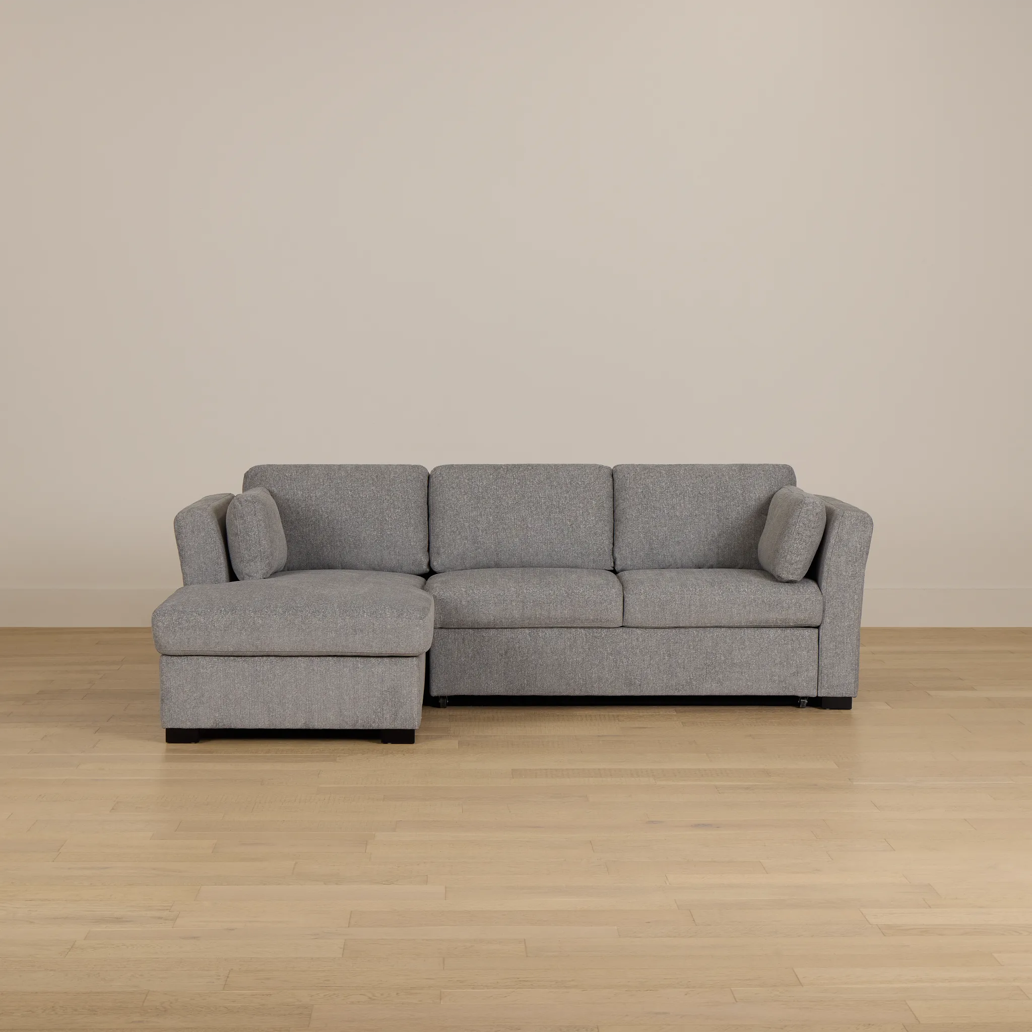 Amber Dark Gray Fabric Small Left Chaise Storage Sleeper Sectional