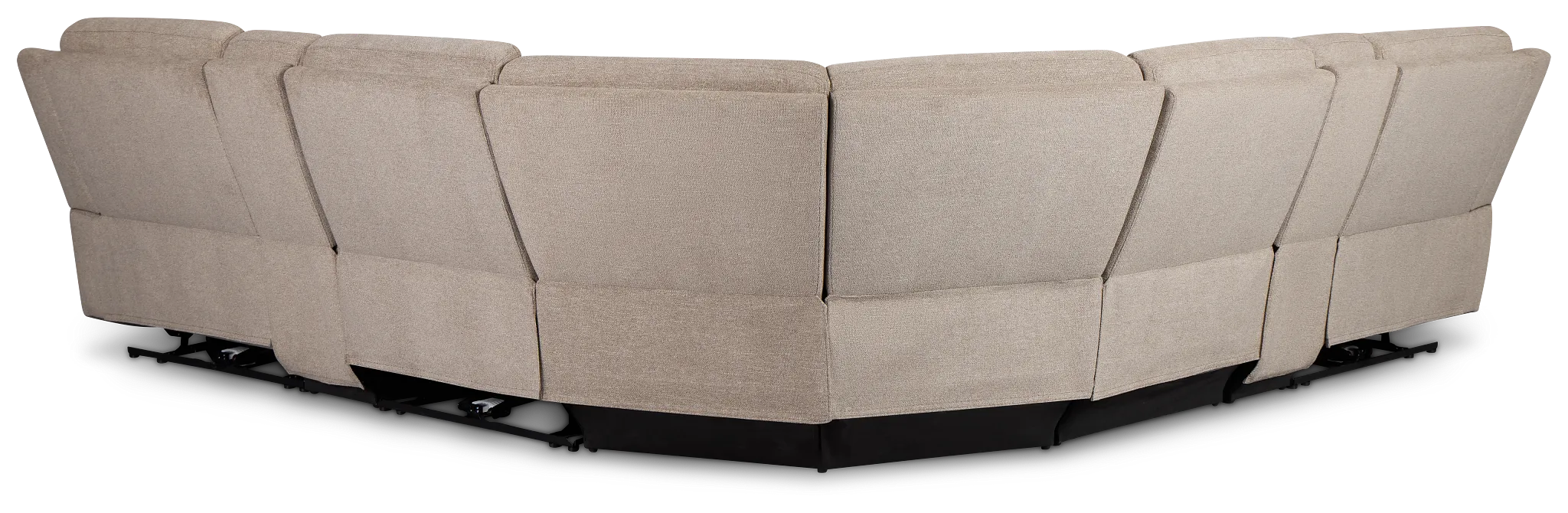 Walker Beige Fabric Large Triple Power Reclining Two-arm Sectional
