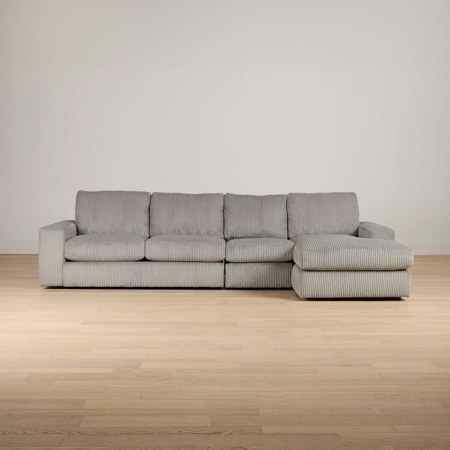 Charlie Gray Fabric Small Right Chaise Sectional
