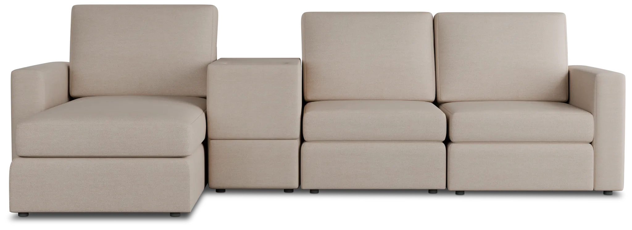 Citymod Beige Fabric Small Left Chaise Sectional With Storage Console
