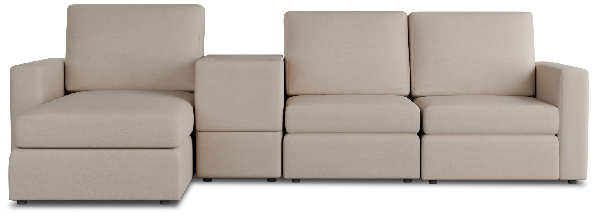 Citymod Beige Fabric Small Left Chaise Sectional With Storage Console Citymod Beige Fabric Small Left Chaise Sectional With Storage Console