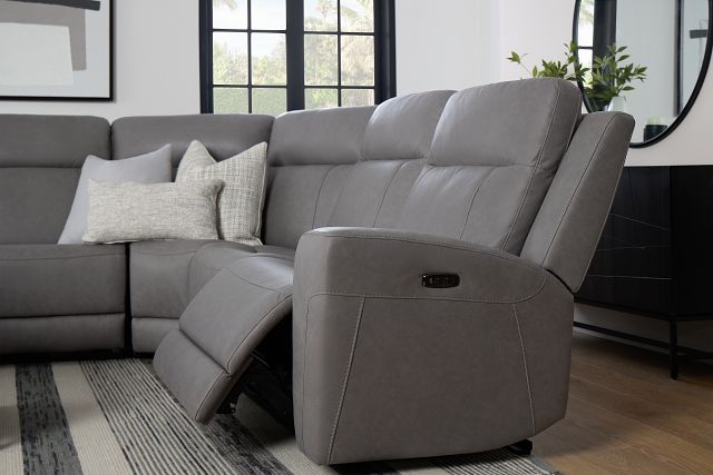 Colton Light Gray Micro Medium Triple Power 2-arm Sectional