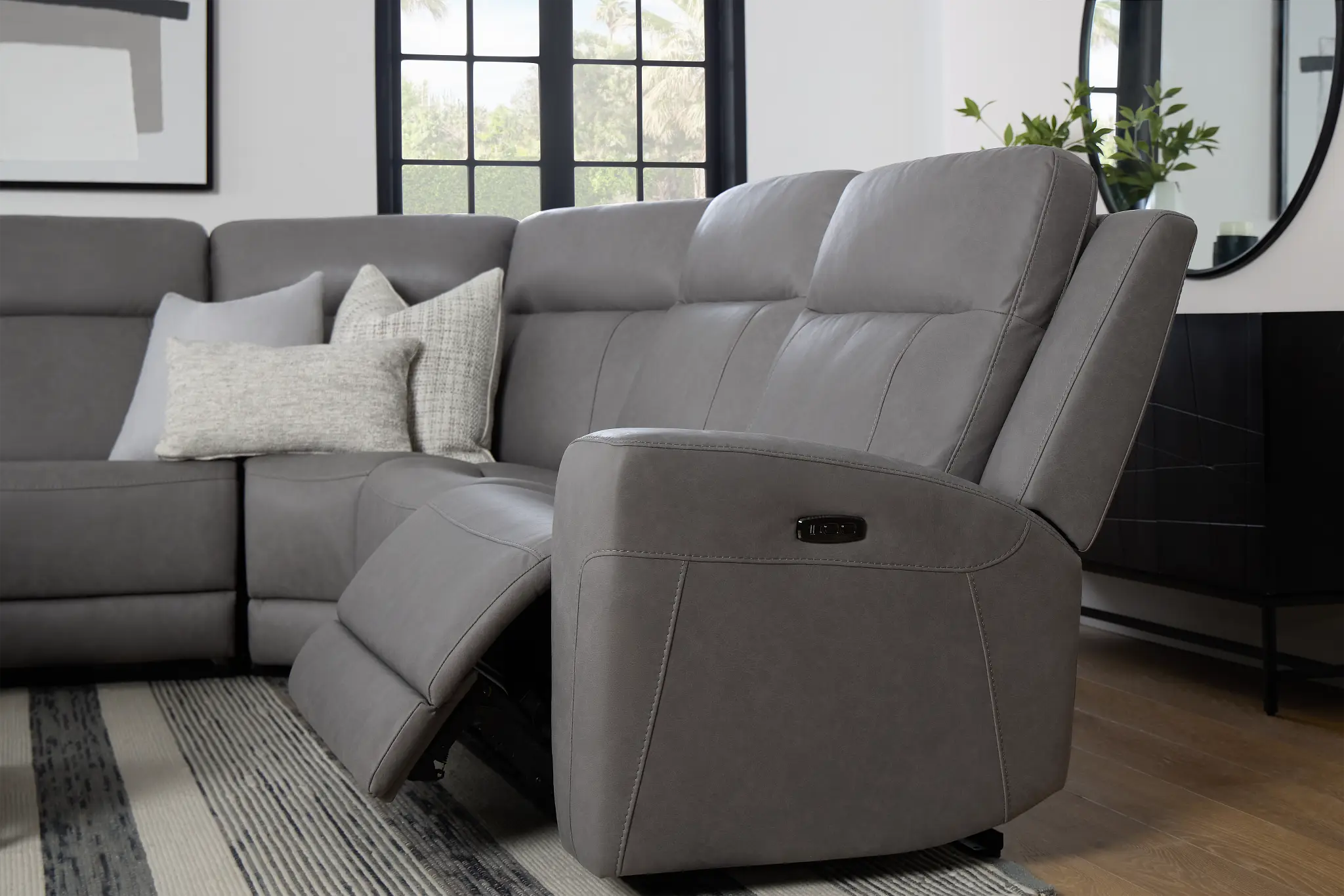 Colton Light Gray Micro Medium Triple Power 2-arm Sectional Colton Light Gray Micro Medium Triple Power 2-arm Sectional