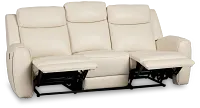 Walker Ivory Lthr/vinyl Reclining Sofa
