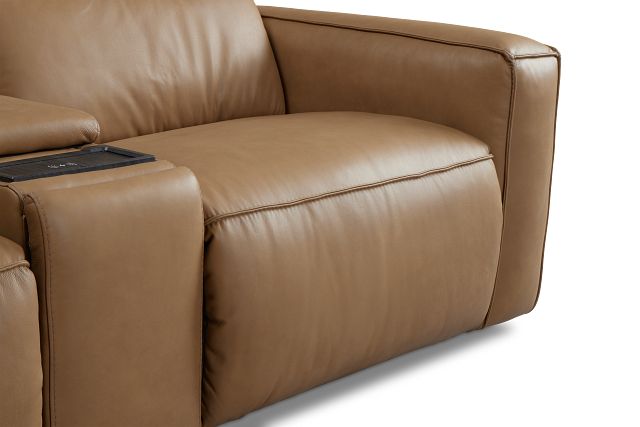 Ryland Brown Lthr/vinyl Large Dual Power Reclining Two-arm Sectional