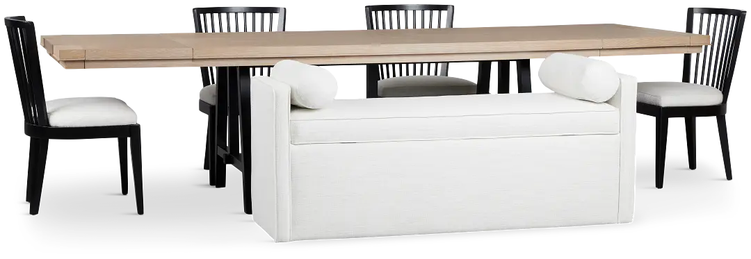 Southlake Two-tone Rectangular Table With 4 Side Chairs & Bench Southlake Two-tone Rectangular Table With 4 Side Chairs & Bench