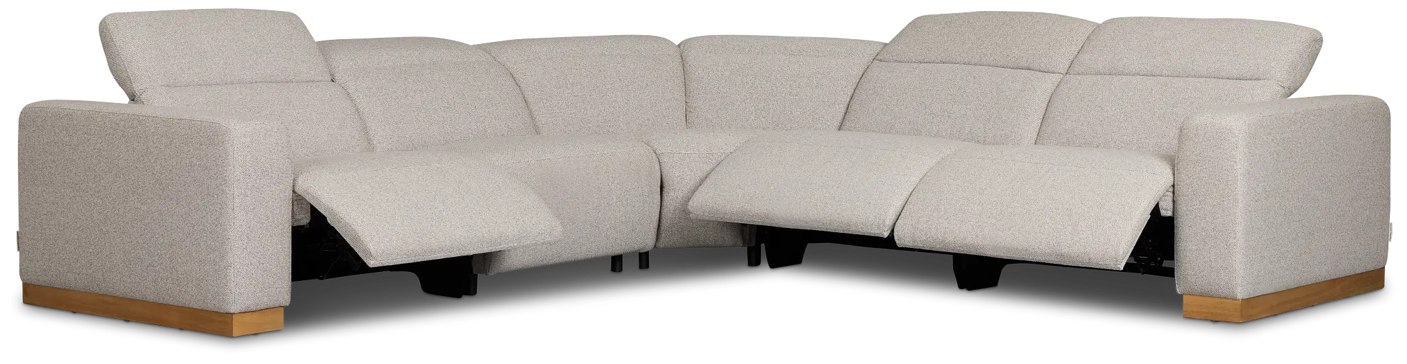 Leona Light Gray Fabric Small Triple Power Reclining Two-arm Sectional Leona Light Gray Fabric Small Triple Power Reclining Two-arm Sectional