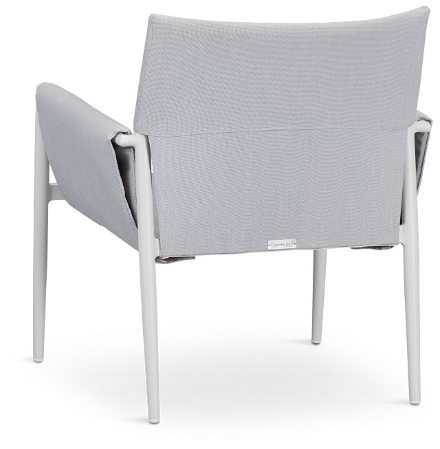 Barbados White Aluminum Sling Arm Chair