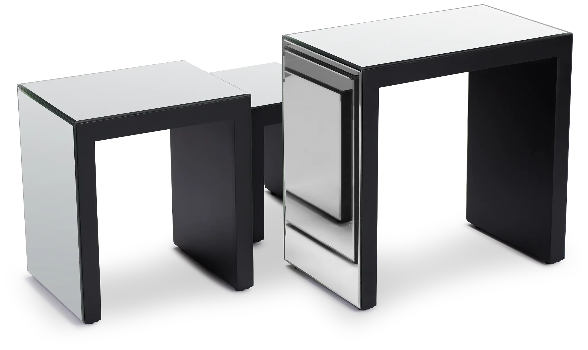 Alexia Silver Mirrored Nesting End Table Alexia Silver Mirrored Nesting End Table