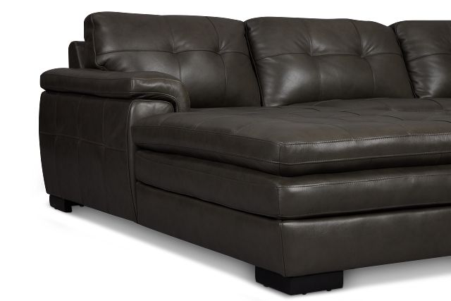 Braden Dark Gray Leather Small Left Chaise Sectional