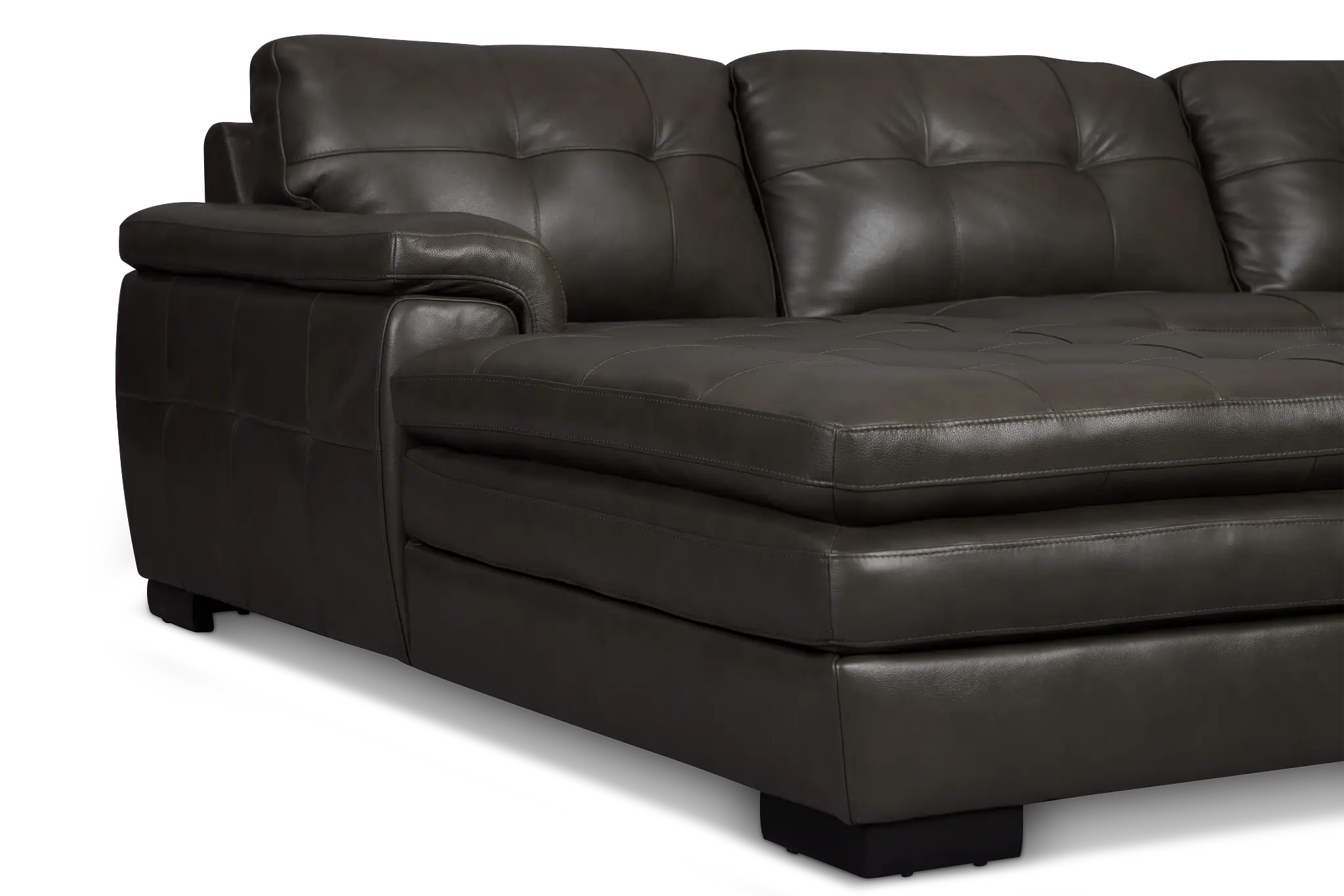 Braden Dark Gray Leather Small Left Chaise Sectional Braden Dark Gray Leather Small Left Chaise Sectional