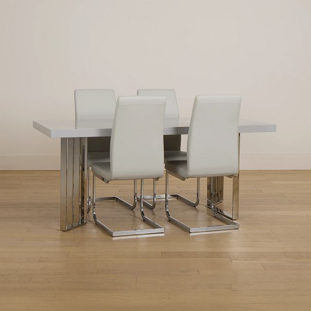 Axel Gray Table & 4 Upholstered Chairs