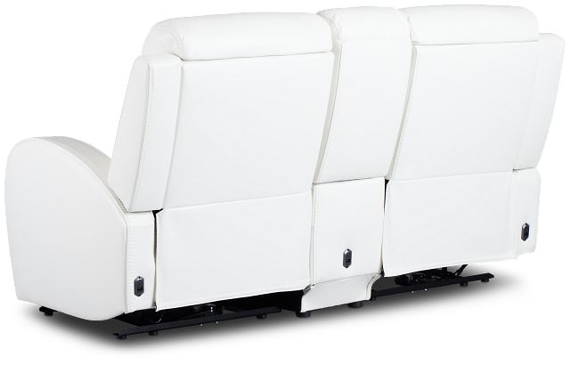 Omega White Micro Power Reclining Console Loveseat