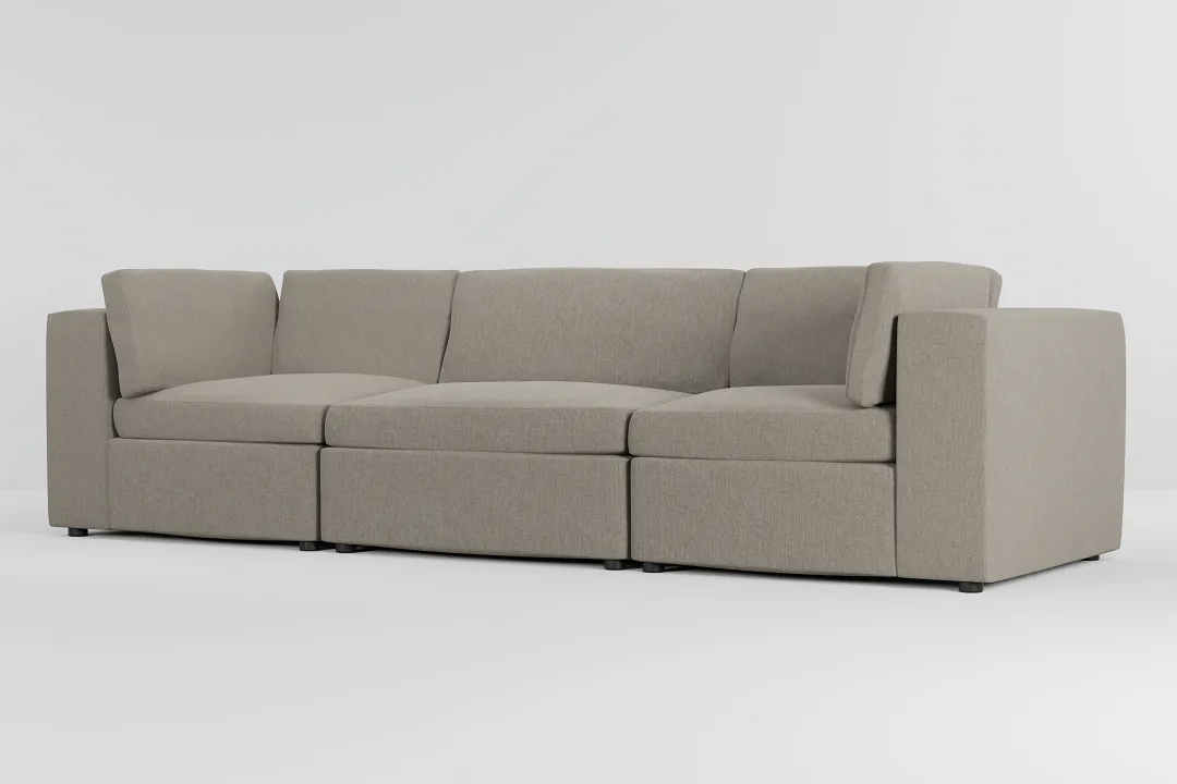 Destin Elevation Khaki Fabric 3-piece Modular Sofa