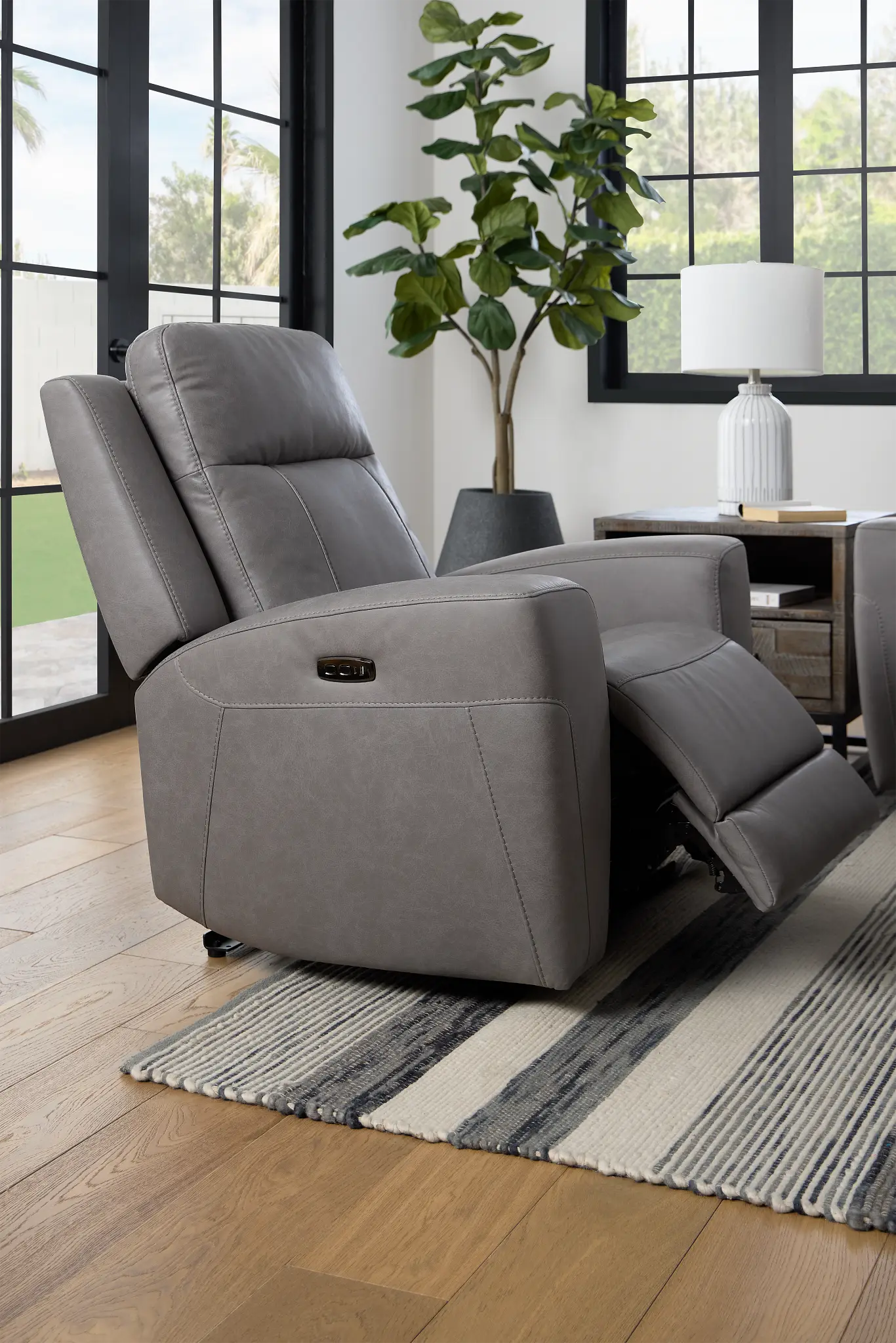 Colton Light Gray Micro Power Recliner With Power Headrest Colton Light Gray Micro Power Recliner With Power Headrest