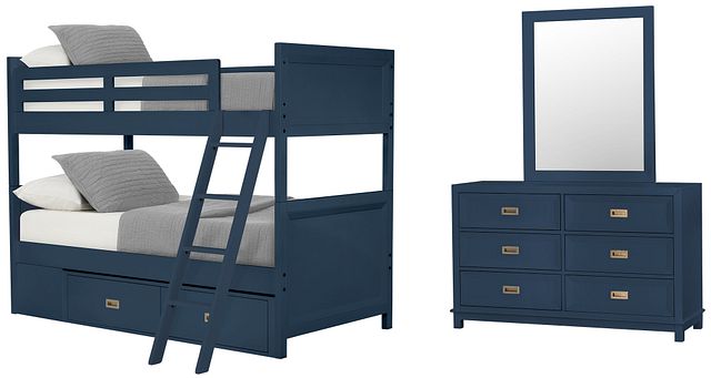 Ryder Dark Blue Bunk Bed Storage Bedroom