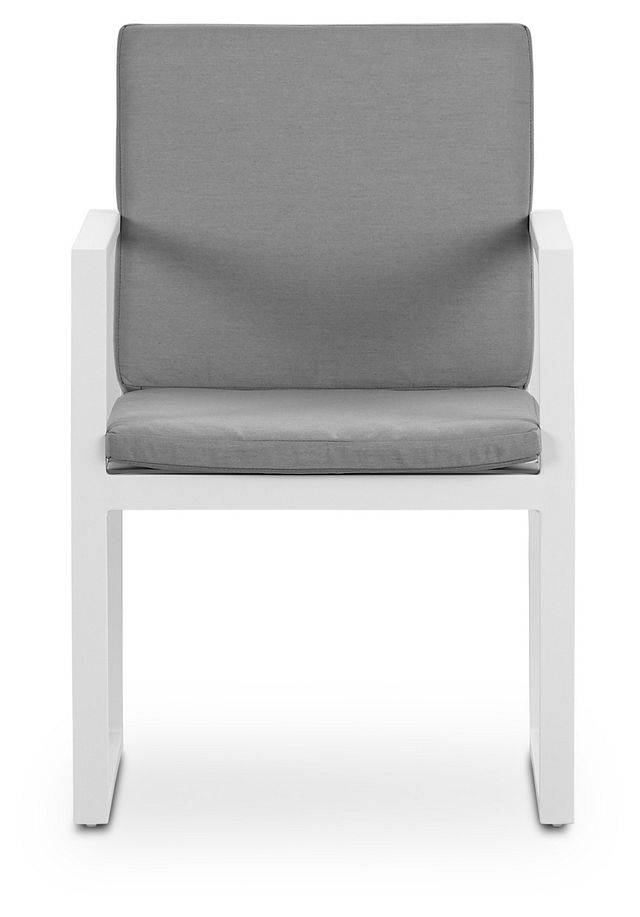 Linear White Dark Gray Aluminum Arm Chair