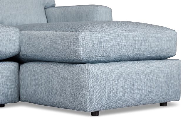 Rhodes Light Blue Fabric Large Right Chaise Sectional